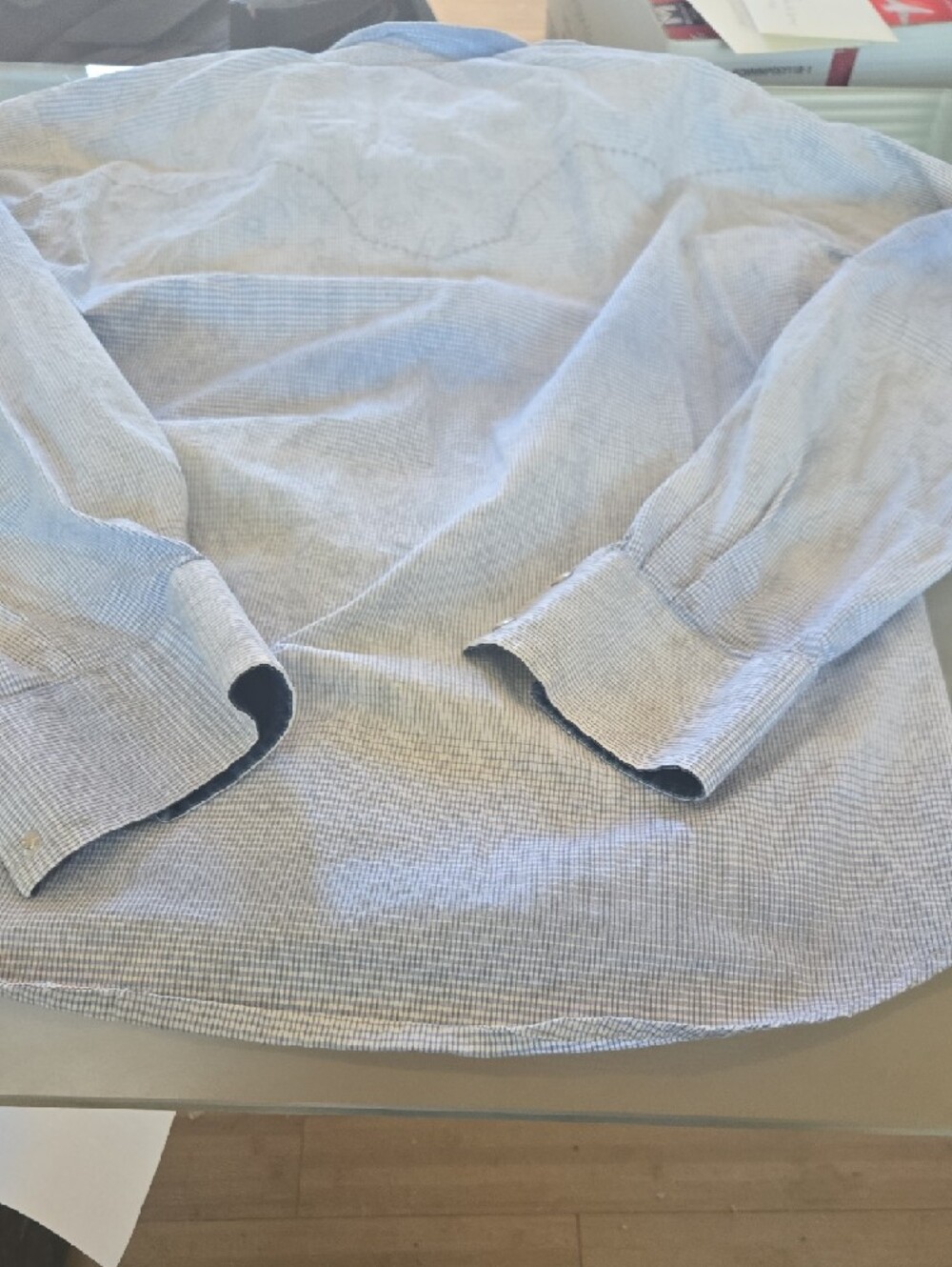 Wrangler Light Blue Check Button-Down Shirt with Dark Blue Accents - Picture 11 of 15